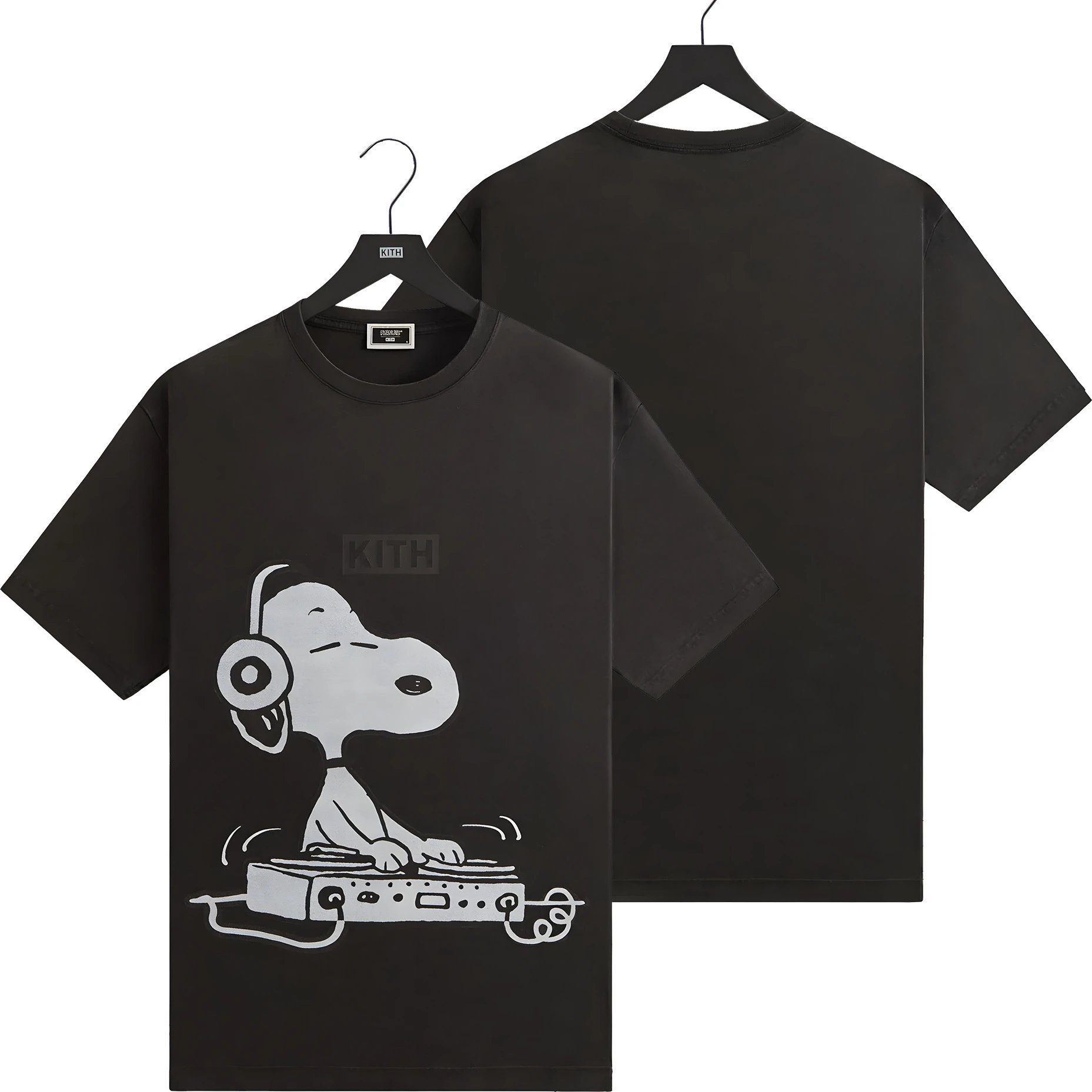 Kith x Peanuts Graphic Print Black Beige White Casual T-Shirt