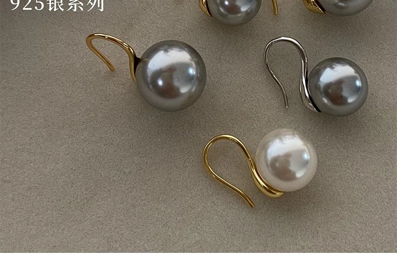 Design Pearl Drop Earrings Gray 10mm Jewelry - 10