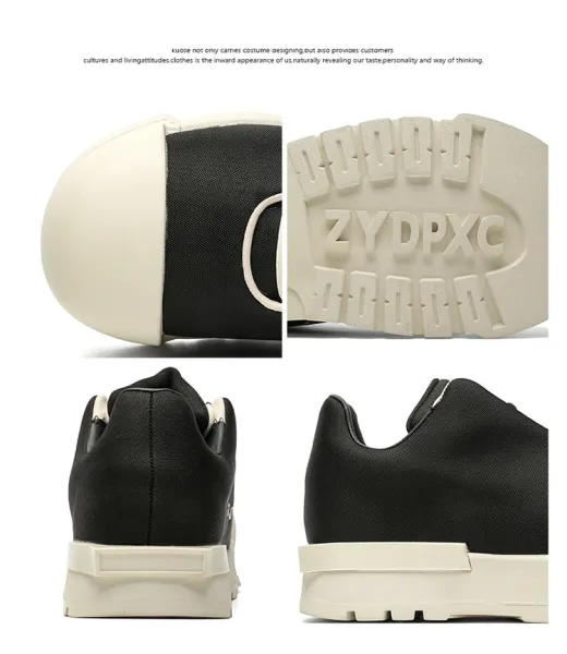 Design 1726 Black Canvas Toe Cap Sneakers Chunky Sneakers - 27