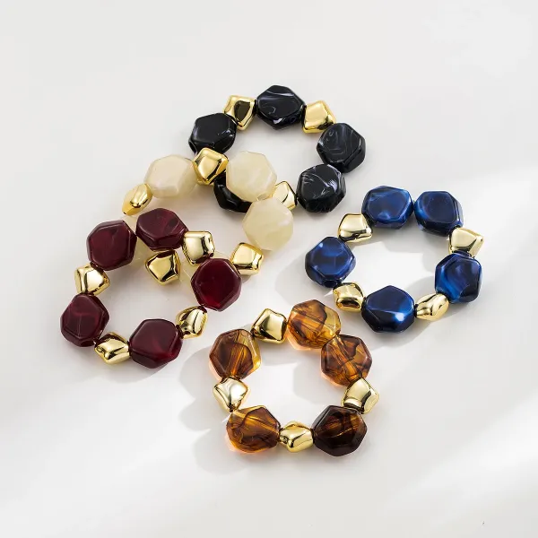 Design Studded Two-Tone Cuff Bracelet Gold Silver Jewelry - 45