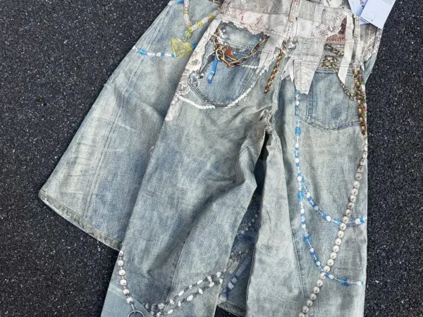 Denim Tears Distressed Print Wide-Leg Jeans Multicolor - 27