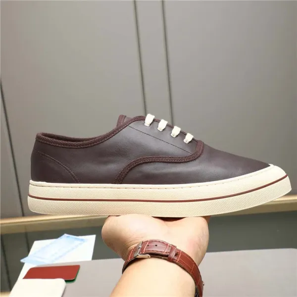 Design Low-Top Leather Sneaker Brown and Cream Casual Shoes - 1