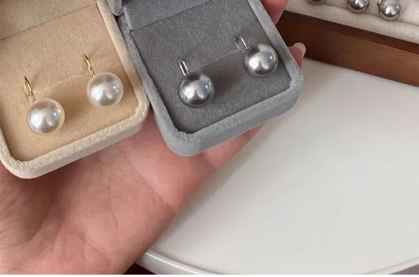 Design Pearl Drop Earrings Gray 10mm Jewelry - 22