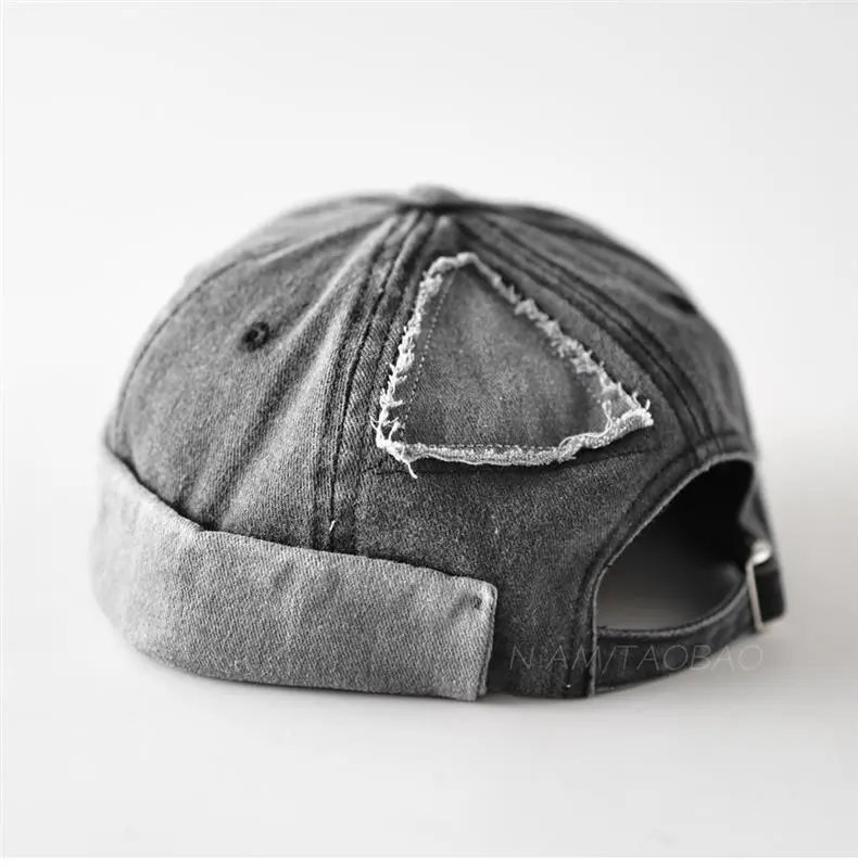 Design Patchwork Denim Baseball Cap Pink and Gray Hats - 4