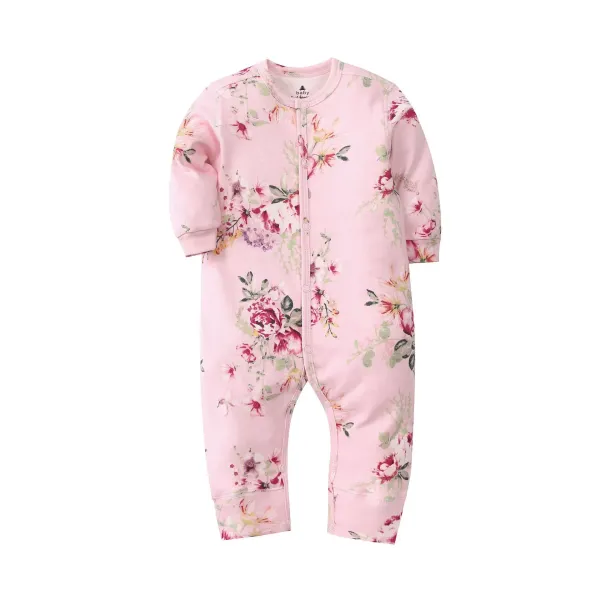 Design Striped Ribbed Footed Romper Brown and White Sleepwear - 4