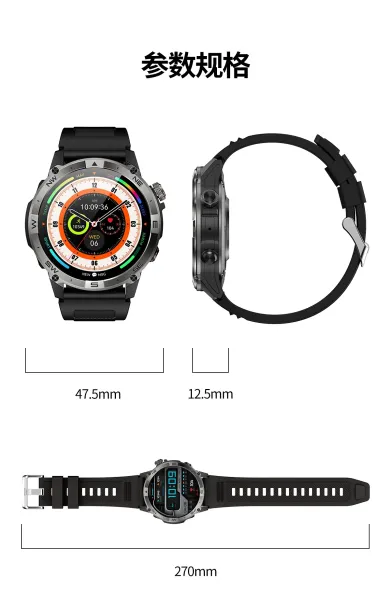 Design GPS Smartwatch Black with AMOLED Display Smartwatches - 23