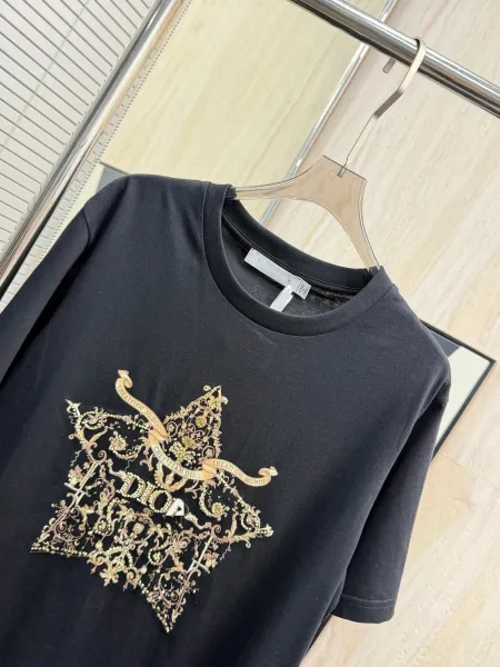 Dior Star Embroidered Black T-Shirt - 6