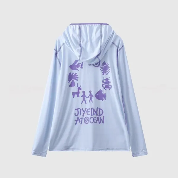Design Ultralight Hooded Sun Protection Jacket Light Blue with Purple Trim Outerwear - 5