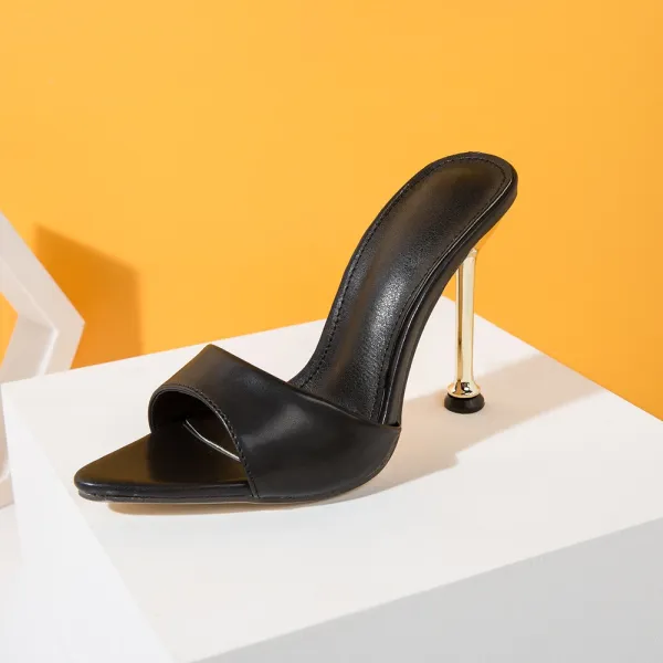 Design Metallic Blue Open-Toe Mule Heels - 13