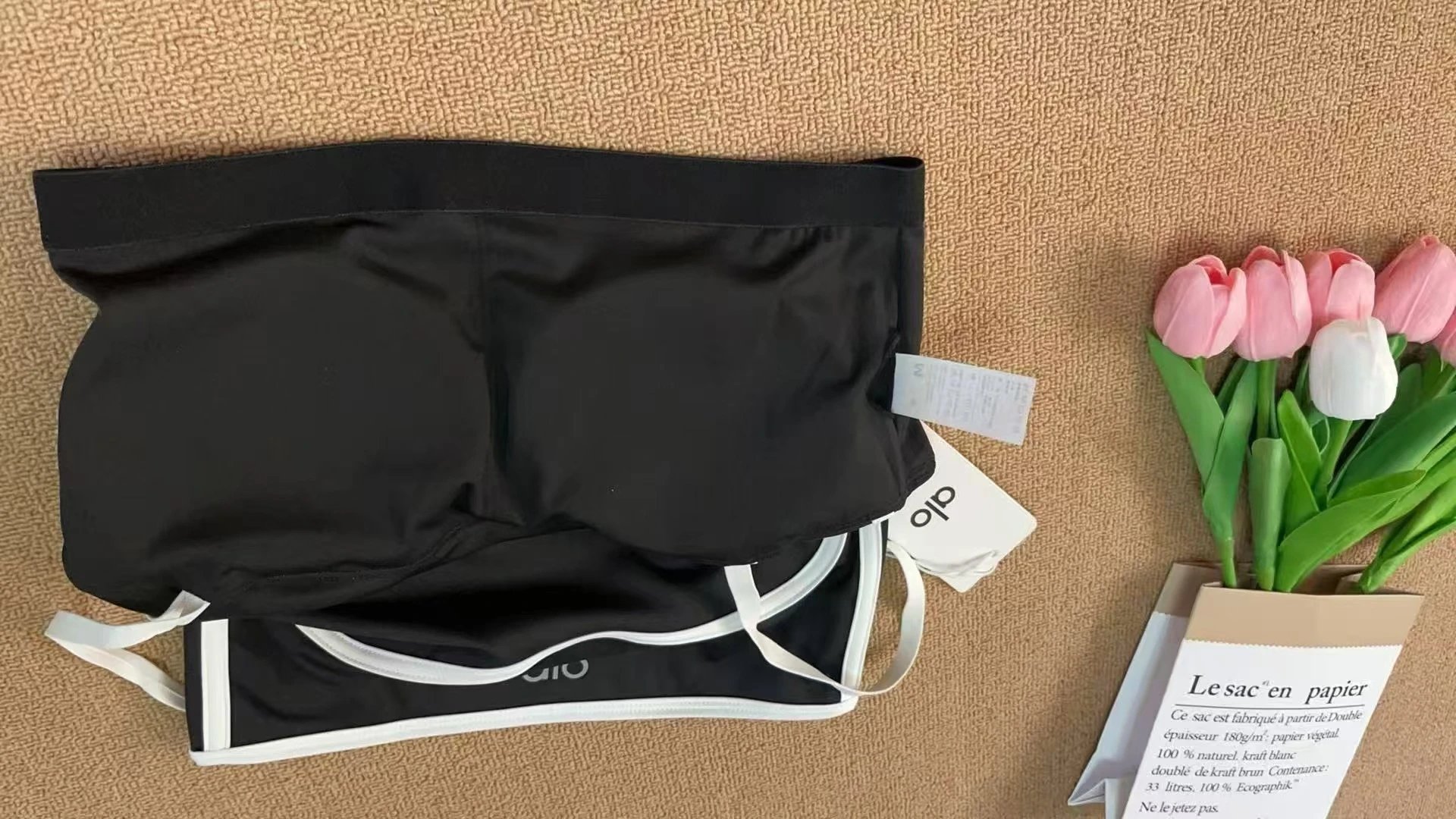 Alo Yoga Studio Crop Top and Skort Set White with Black Trim Activewear - 12