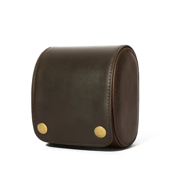 Design Leather Watch Roll Case Brown Accessories - 1