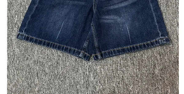 Design High-Waisted Wide-Leg Denim Shorts Navy - 7