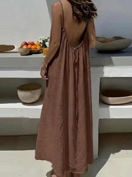 Design Backless Tie-Waist Mint Green Maxi Dress - 29