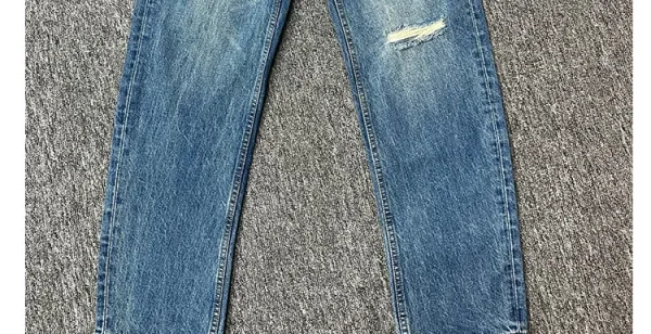 Design High-Waisted Distressed Button-Fly Jeans Blue - 8