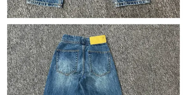 Design High-Waisted Distressed Button-Fly Jeans Blue - 9