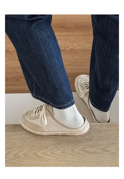 Design Espadrille Mule Sneaker Beige Casual Shoes - 26