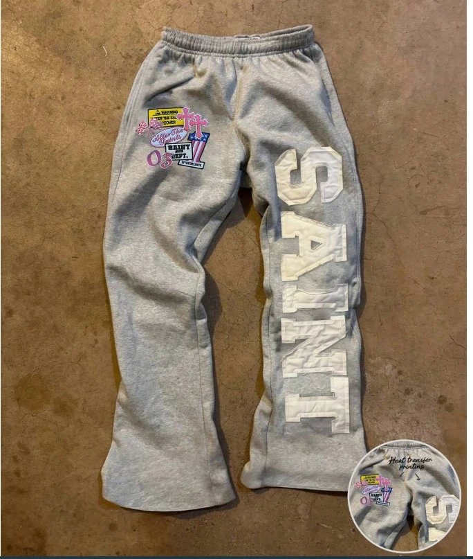 Design Saint Tears Sweatpants Brown with Patchwork and Side Lettering Sweatpants - 17