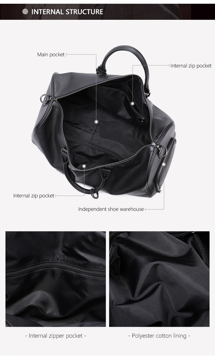 Design Leather Duffle Bag Brown Travel Bag - 4