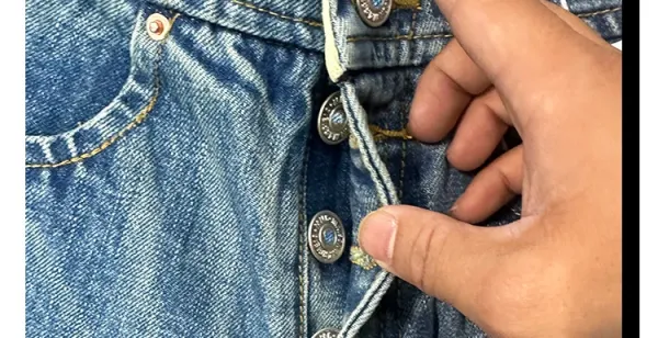 Design High-Waisted Distressed Button-Fly Jeans Blue - 16