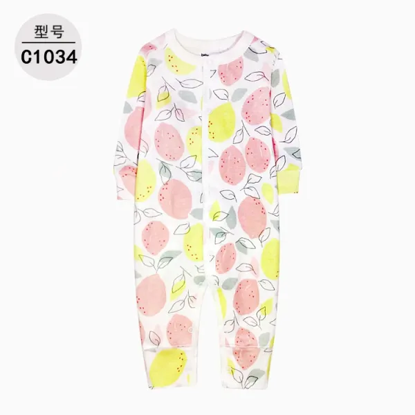 Design Striped Ribbed Footed Romper Brown and White Sleepwear - 30