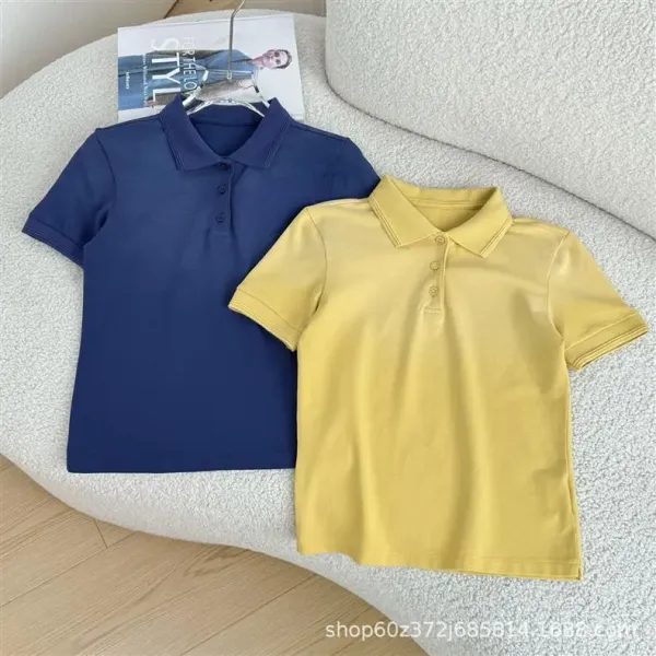 Design Classic Fit Yellow Polo Shirt Tops.polo - 3