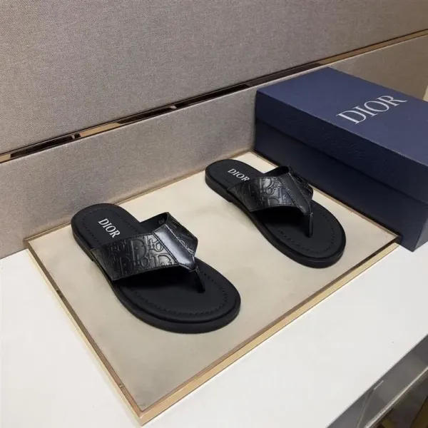 Dior Oblique Logo Slide Sandals Black Slippers - 6