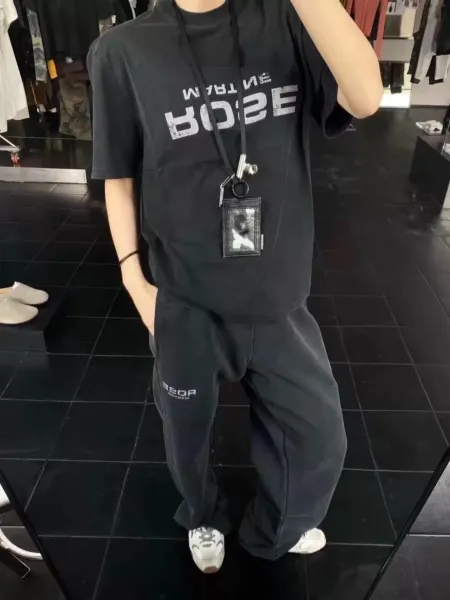 Bose T-Shirt and Sweatpants Set Black Streetwear Casual Set - 3