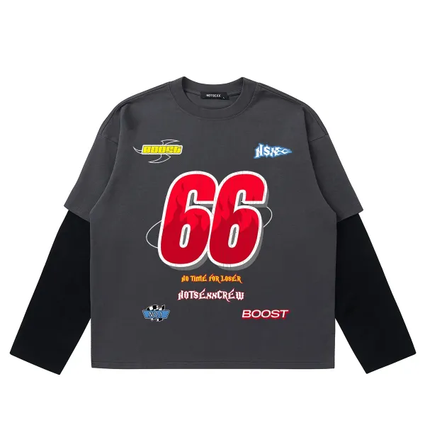Design NOTSEXX 66 Graphic Long Sleeve T-Shirt White / Black T-Shirts - 10