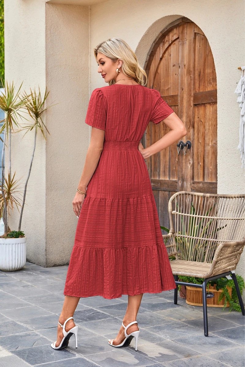 Design Tiered Ruffle Midi Dress Pink - 21