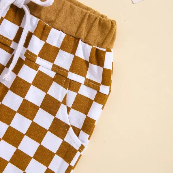 Design Little Dude Green Graphic T-Shirt and Checkerboard Shorts Set - 30