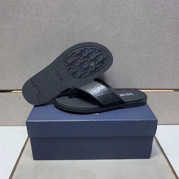 Dior Oblique Logo Slide Sandals Black Slippers - 15