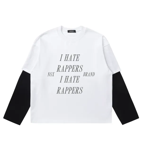 Design NOTSEX I Hate Rappers Brand Acid Wash Long Sleeve T-Shirt Black T-Shirts - 17