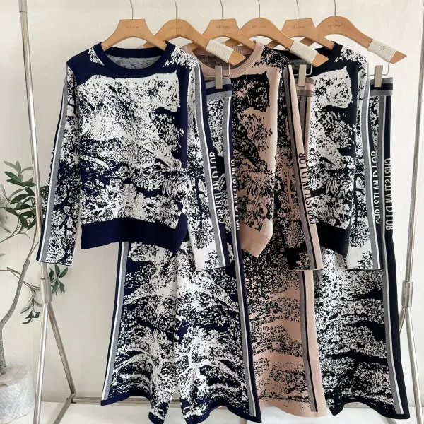 Dior Oblique Print Knit Set White / Black - 4