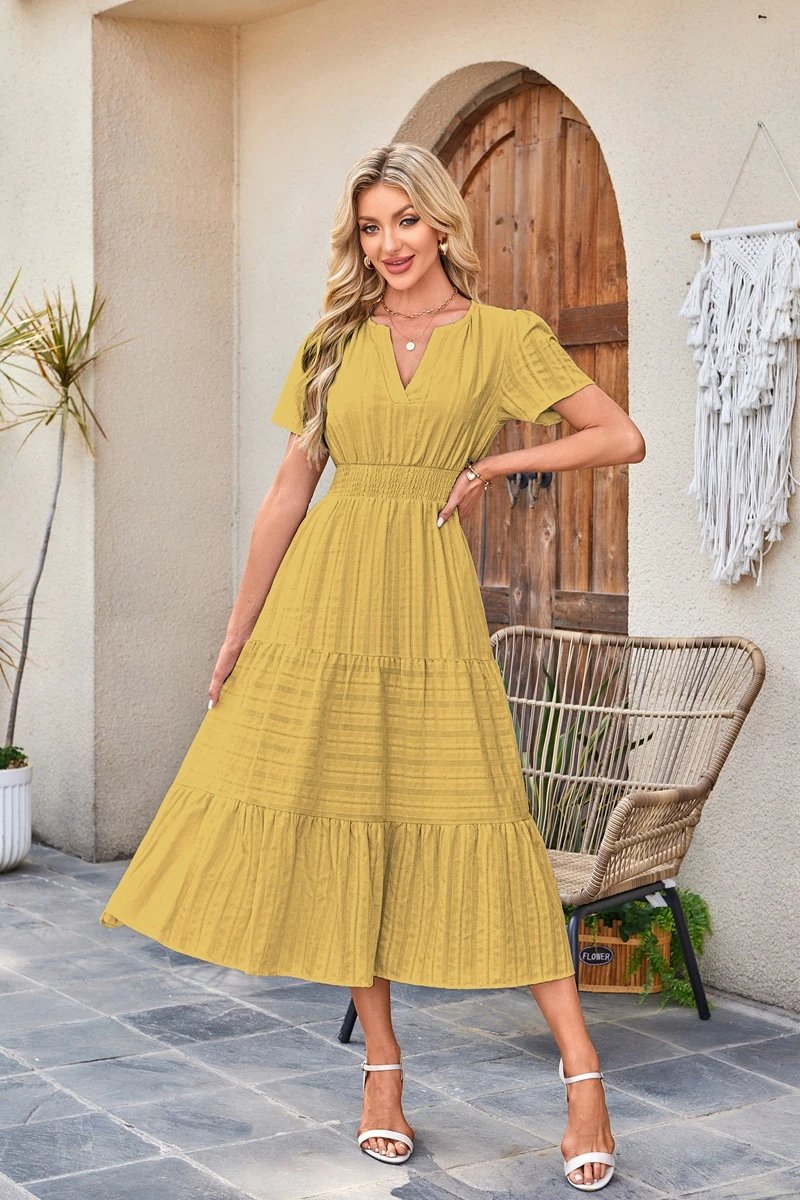 Design Tiered Ruffle Midi Dress Pink - 31