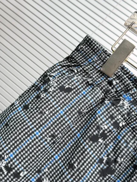 Design Plaid Embellished Shorts Blue Gray - 15