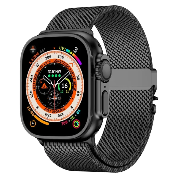 Apple Milanese Loop Watch Band Black and Silver Smartwatch Strap Smartwatches - 23