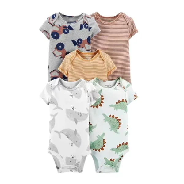 Design Carter's Animal Print Short Sleeve Bodysuits Set Multicolor Baby Onesies Clothing - 34