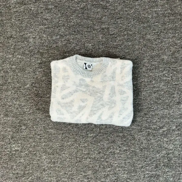 Design Abstract Print Crewneck Sweater Gray - 5
