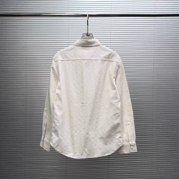 Design Textured Cotton Shirt and Wide-Leg Pants Set White - 5