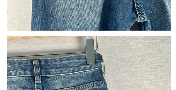 Design Wide-Leg Patchwork Denim Jeans Blue - 26