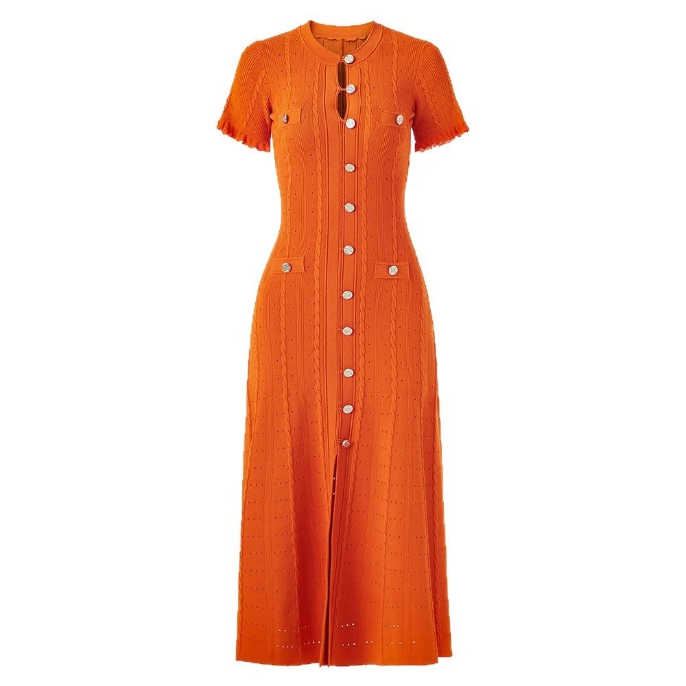 Design Knit Button-Front Midi Dress Burgundy - 14