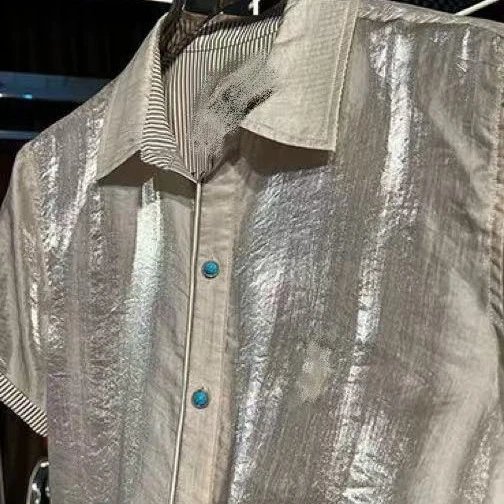 Silk Blend Short Sleeve Shirt Off White Relaxed Fit