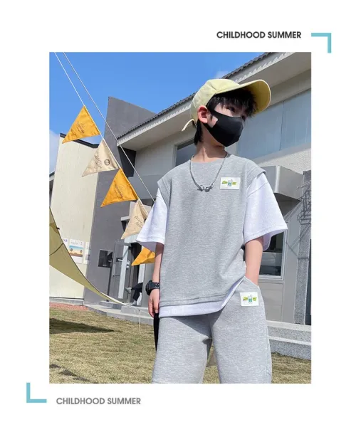 Design Hoewmol Patchwork Knit T-Shirt Set Black / White Sets - 13