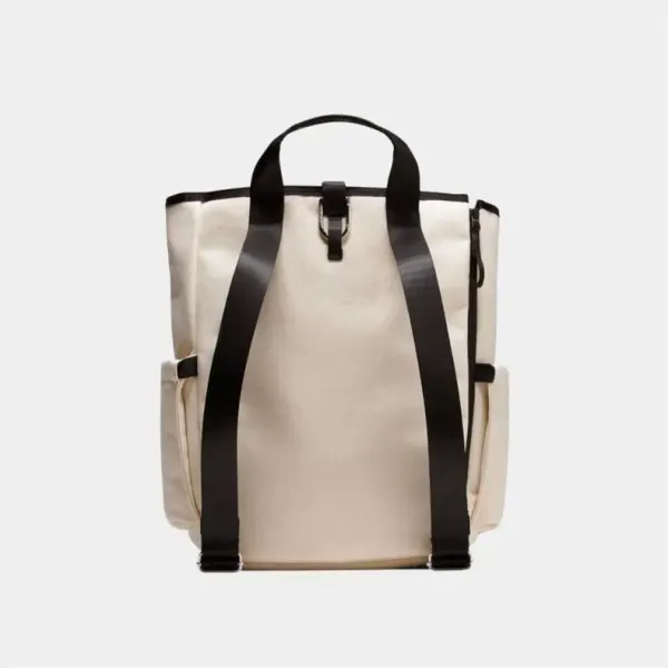 Design Canvas Backpack Beige with Black Straps - 7