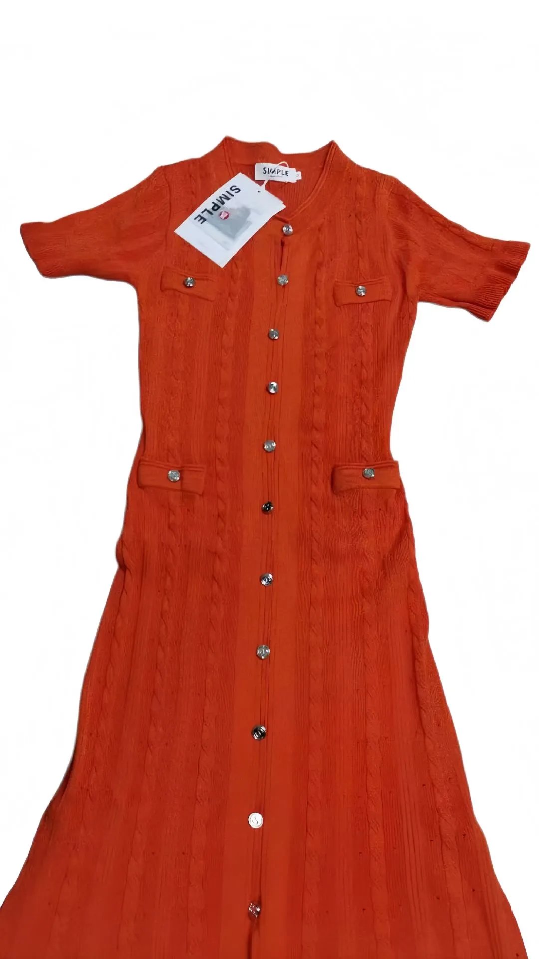 Design Knit Button-Front Midi Dress Burgundy - 24