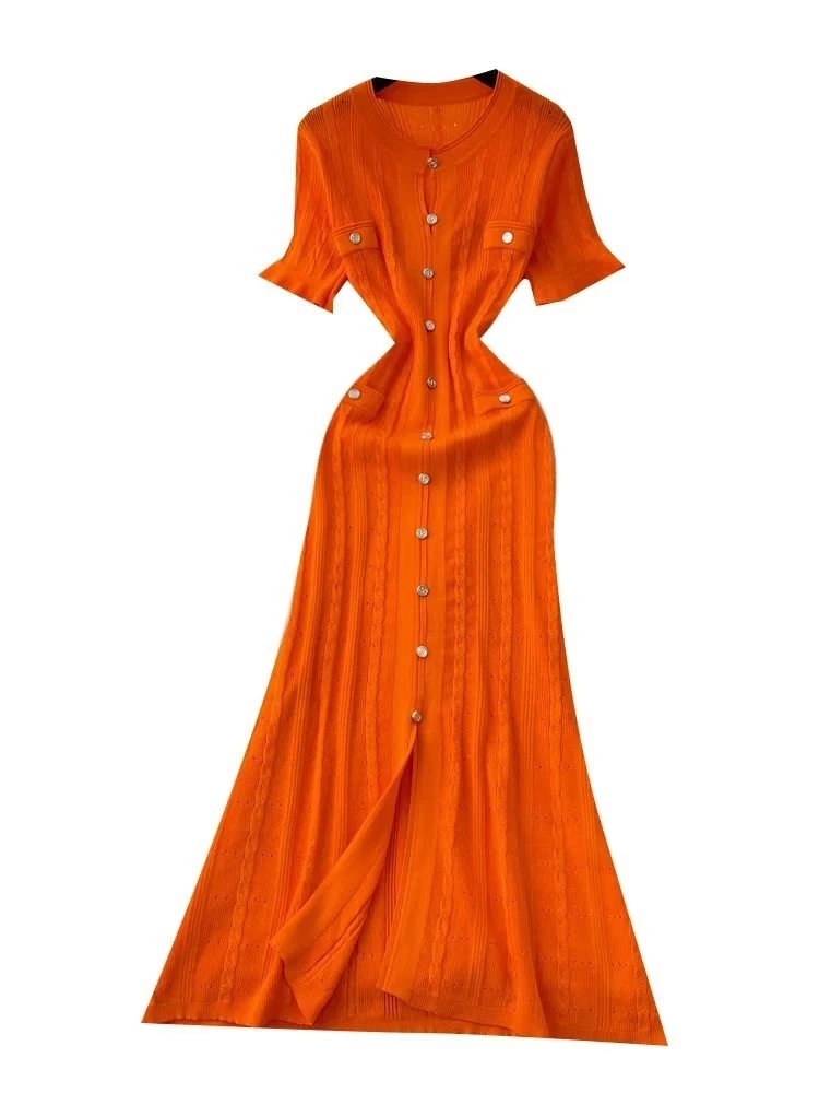 Design Knit Button-Front Midi Dress Burgundy - 26