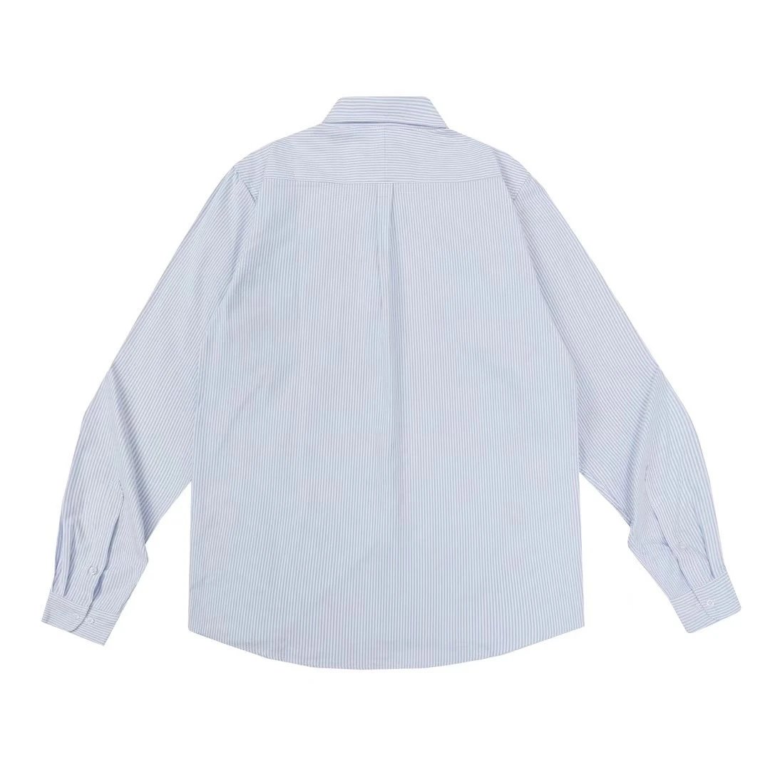 Design Oxford Shirt with Embroidered Logo in Light Blue Stripe, White, and Solid Light Blue - 9