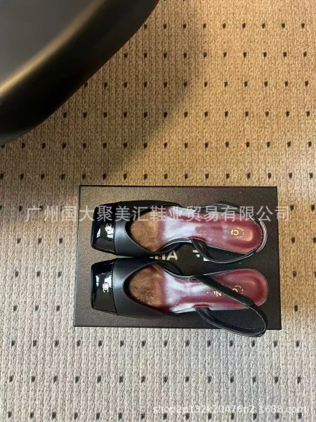 HAN Slingback Square-Toe Heels Black - 13