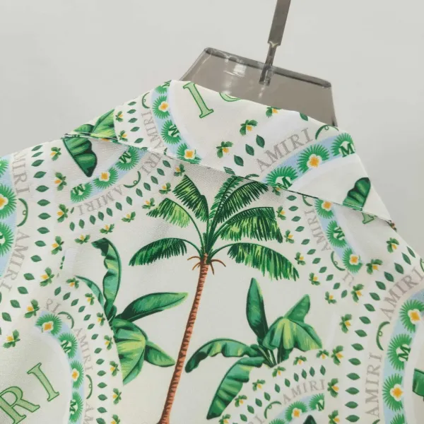 Amiri Palm Tree Print Short-Sleeve Shirt and Shorts Set White Green - 7