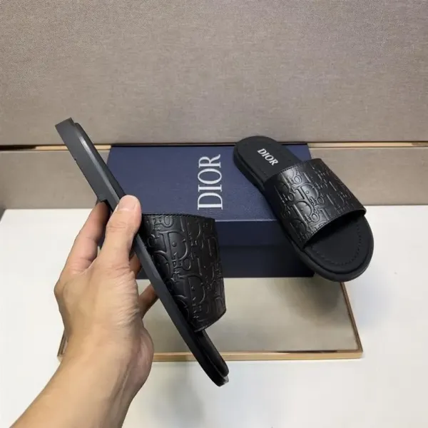 Dior Oblique Logo Slide Sandals Black Slippers - 33